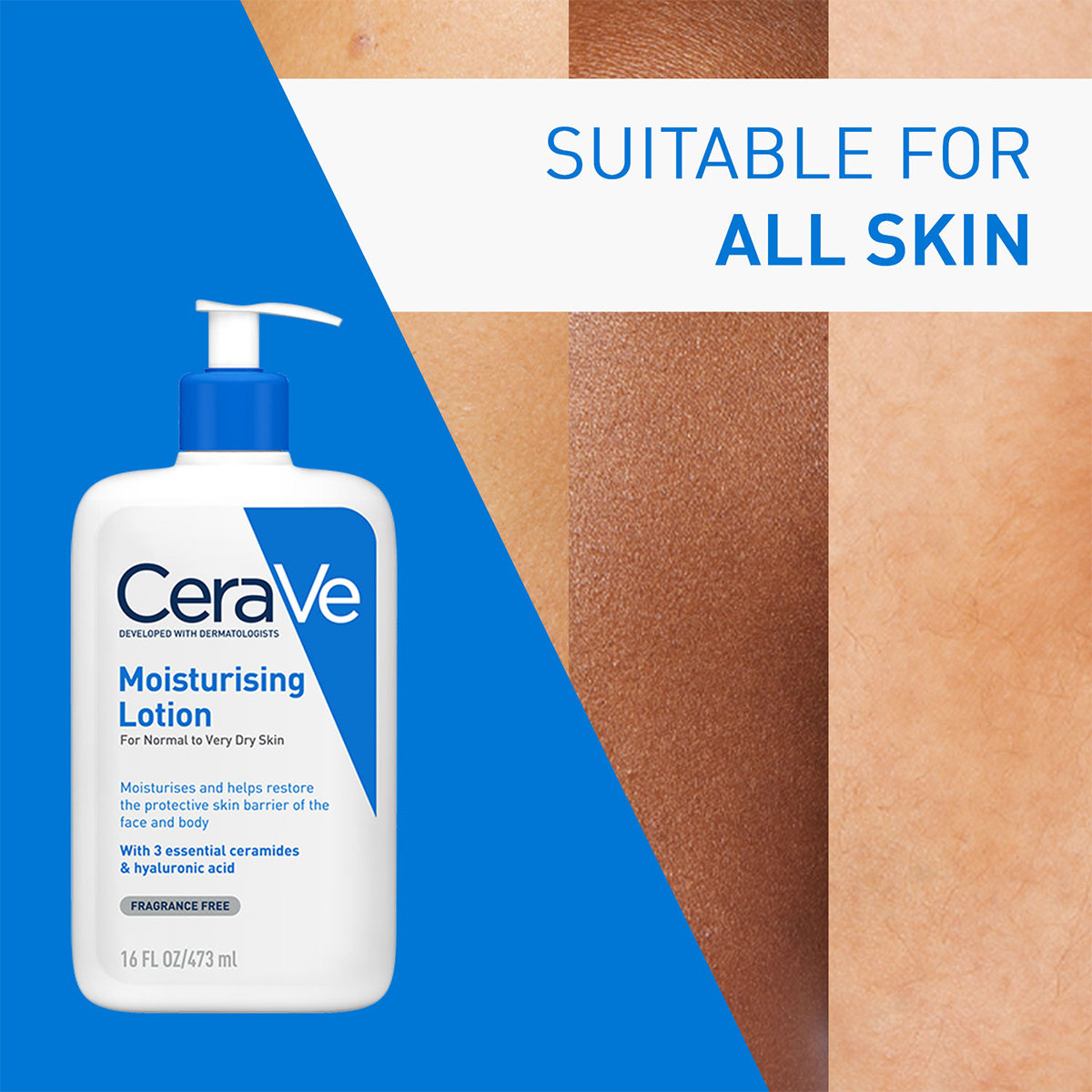 CeraVe Moisturising Lotion 473 ml | Ceramides & Hyaluronic Acid | Provides Long Lasting Hydration | Non Greasy | For Dry to Very Dry Skin, Pack of 1 CeraVe Moisturising Lotion 473 ml | Ceramides & Hyaluronic Acid | Provides Long Lasting Hydration | Non Greasy | For Dry to Very Dry Skin, Pack of 1