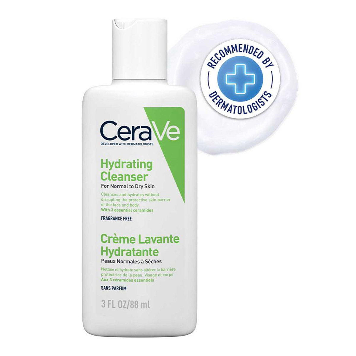 CeraVe Hydrating Cleanser 88 ml | Ceramides & Hyaluronic Acid | Gently Cleanses | All Day Hydration | For Normal to Dry Skin, Pack of 1 CeraVe Hydrating Cleanser 88 ml | Ceramides & Hyaluronic Acid | Gently Cleanses | All Day Hydration | For Normal to Dry Skin, Pack of 1