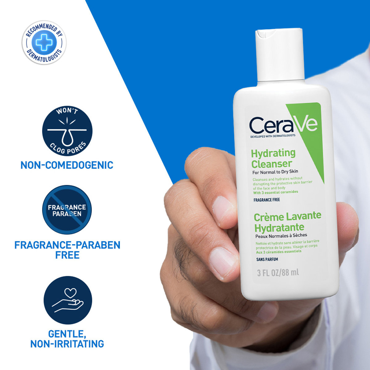 CeraVe Hydrating Cleanser 88 ml | Ceramides & Hyaluronic Acid | Gently Cleanses | All Day Hydration | For Normal to Dry Skin, Pack of 1 CeraVe Hydrating Cleanser 88 ml | Ceramides & Hyaluronic Acid | Gently Cleanses | All Day Hydration | For Normal to Dry Skin, Pack of 1