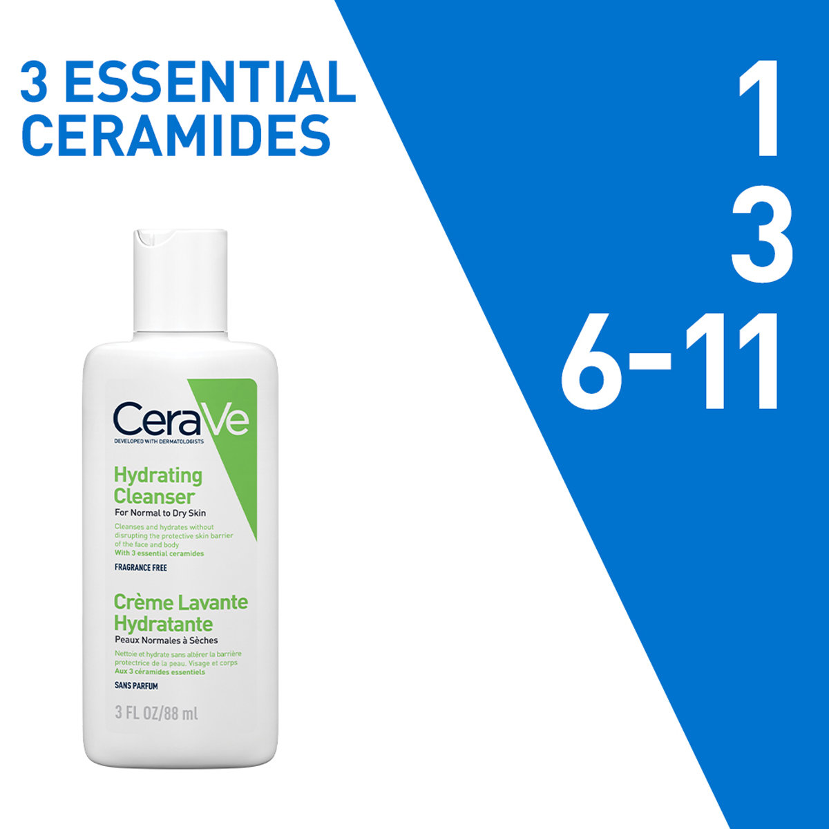 CeraVe Hydrating Cleanser 88 ml | Ceramides & Hyaluronic Acid | Gently Cleanses | All Day Hydration | For Normal to Dry Skin, Pack of 1 CeraVe Hydrating Cleanser 88 ml | Ceramides & Hyaluronic Acid | Gently Cleanses | All Day Hydration | For Normal to Dry Skin, Pack of 1