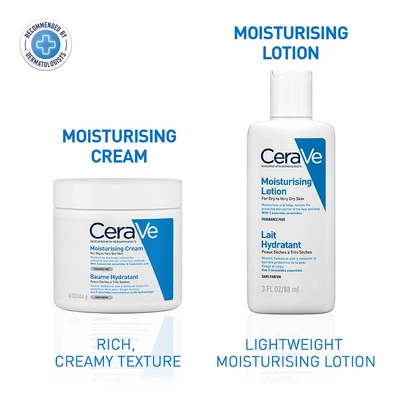 CeraVe Moisturising Lotion 88 ml | Ceramides &amp; Hyaluronic Acid | Provides Long Lasting Hydration | Non Greasy | For Dry to Very Dry Skin, Pack of 1