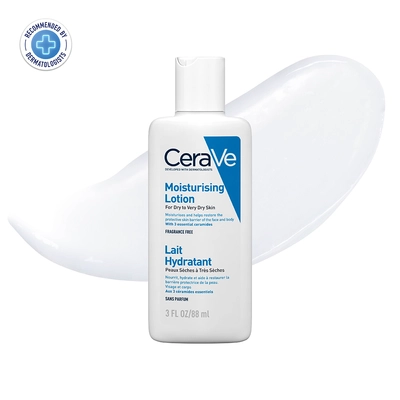 CeraVe Moisturising Lotion 88 ml | Ceramides &amp; Hyaluronic Acid | Provides Long Lasting Hydration | Non Greasy | For Dry to Very Dry Skin, Pack of 1