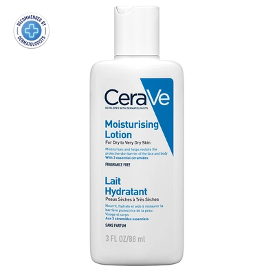 CeraVe Moisturising Lotion 88 ml | Ceramides &amp; Hyaluronic Acid | Provides Long Lasting Hydration | Non Greasy | For Dry to Very Dry Skin, Pack of 1