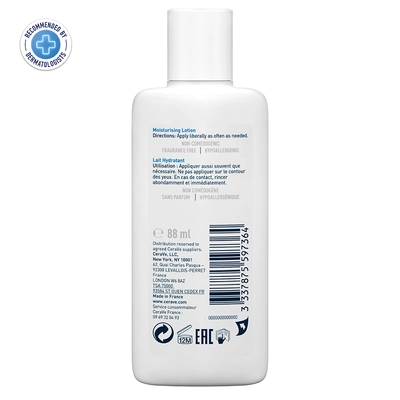 CeraVe Moisturising Lotion 88 ml | Ceramides &amp; Hyaluronic Acid | Provides Long Lasting Hydration | Non Greasy | For Dry to Very Dry Skin, Pack of 1