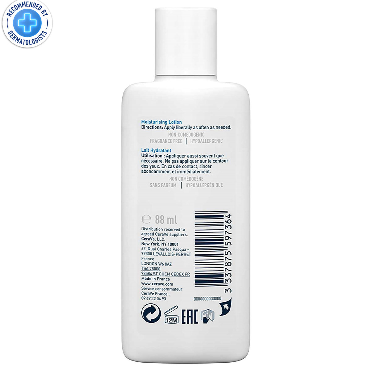 CeraVe Moisturising Lotion 88 ml | Ceramides & Hyaluronic Acid | Provides Long Lasting Hydration | Non Greasy | For Dry to Very Dry Skin, Pack of 1 CeraVe Moisturising Lotion 88 ml | Ceramides & Hyaluronic Acid | Provides Long Lasting Hydration | Non Greasy | For Dry to Very Dry Skin, Pack of 1