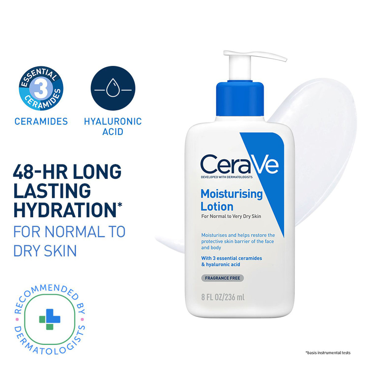 CeraVe Moisturising Lotion 236 ml | Ceramides & Hyaluronic Acid | Provides Long Lasting Hydration | Non Greasy | For Dry to Very Dry Skin, Pack of 1 CeraVe Moisturising Lotion 236 ml | Ceramides & Hyaluronic Acid | Provides Long Lasting Hydration | Non Greasy | For Dry to Very Dry Skin, Pack of 1