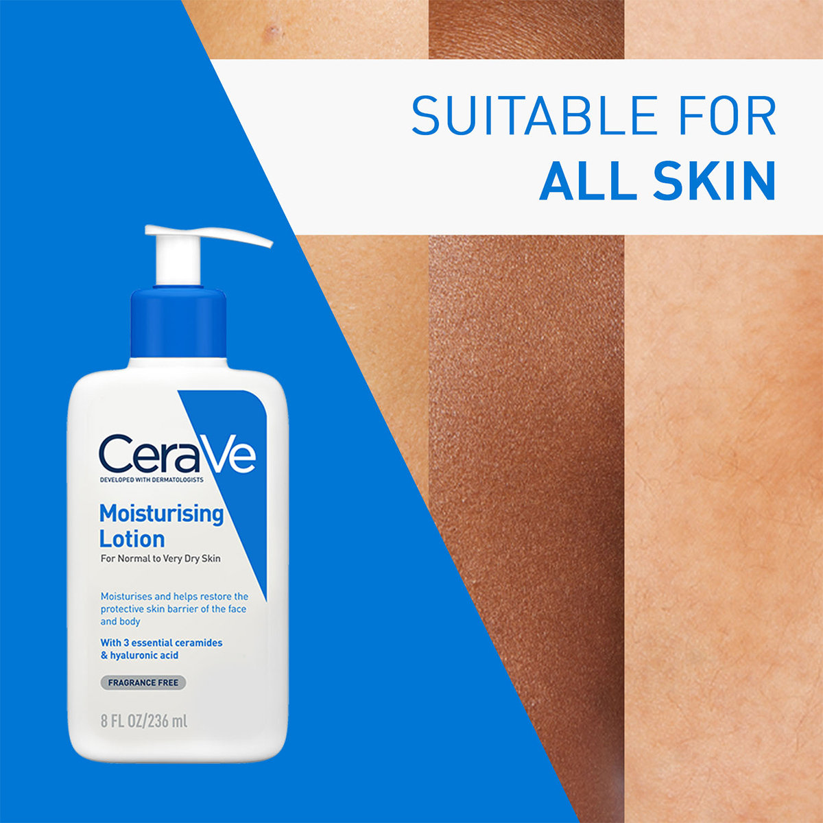 CeraVe Moisturising Lotion 236 ml | Ceramides & Hyaluronic Acid | Provides Long Lasting Hydration | Non Greasy | For Dry to Very Dry Skin, Pack of 1 CeraVe Moisturising Lotion 236 ml | Ceramides & Hyaluronic Acid | Provides Long Lasting Hydration | Non Greasy | For Dry to Very Dry Skin, Pack of 1