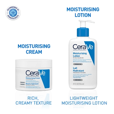 CeraVe Moisturising Cream 340 gm | Ceramides &amp; Hyaluronic Acid | Provides Long Lasting Hydration | Non Greasy | For Dry to Very Dry Skin, Pack of 1