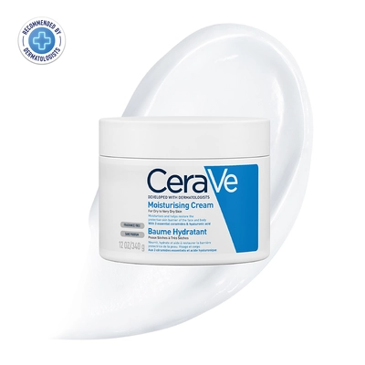 CeraVe Moisturising Cream 340 gm | Ceramides &amp; Hyaluronic Acid | Provides Long Lasting Hydration | Non Greasy | For Dry to Very Dry Skin, Pack of 1