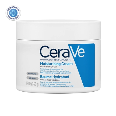 CeraVe Moisturising Cream 340 gm | Ceramides &amp; Hyaluronic Acid | Provides Long Lasting Hydration | Non Greasy | For Dry to Very Dry Skin, Pack of 1