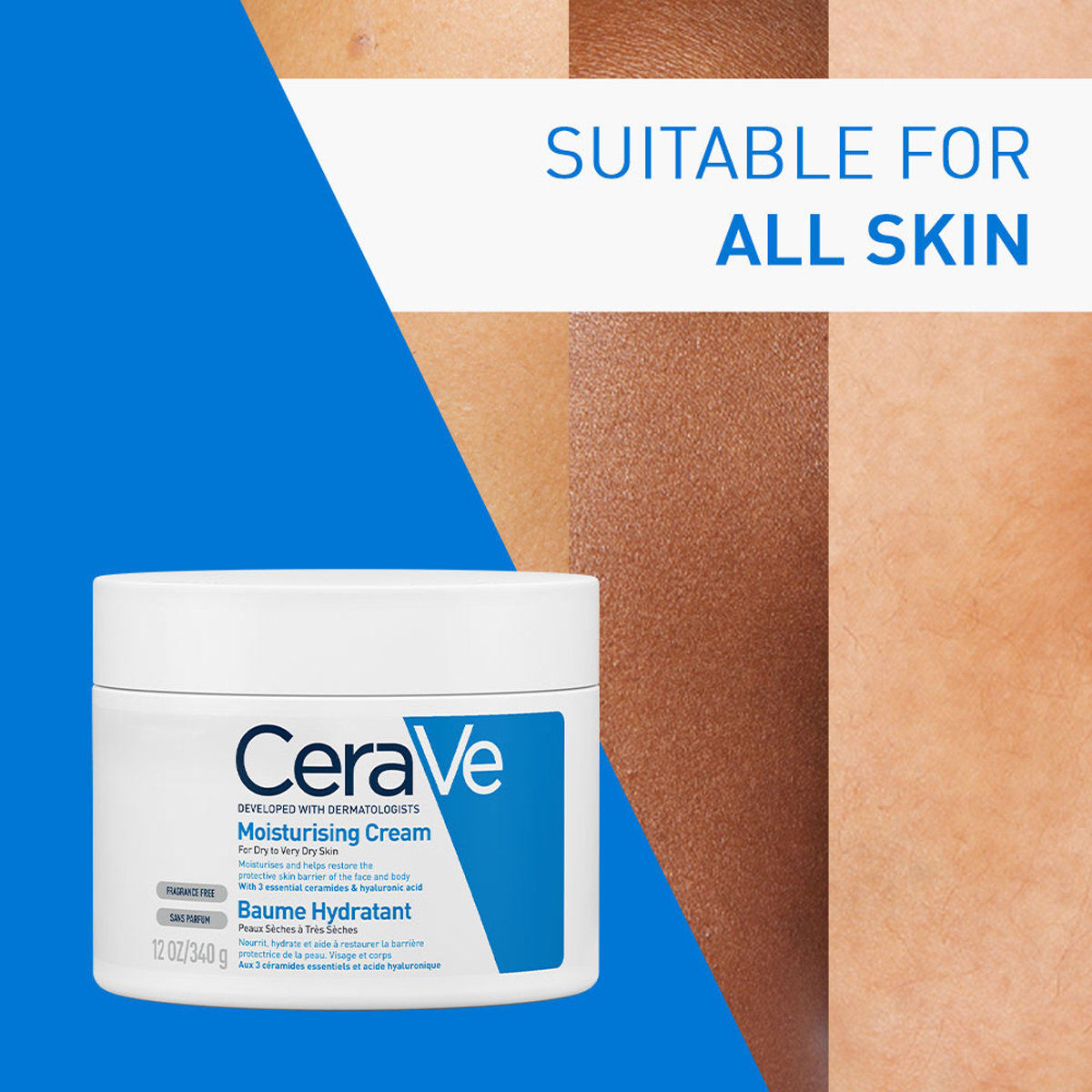 CeraVe Moisturising Cream 340 gm | Ceramides & Hyaluronic Acid | Provides Long Lasting Hydration | Non Greasy | For Dry to Very Dry Skin, Pack of 1 CeraVe Moisturising Cream 340 gm | Ceramides & Hyaluronic Acid | Provides Long Lasting Hydration | Non Greasy | For Dry to Very Dry Skin, Pack of 1