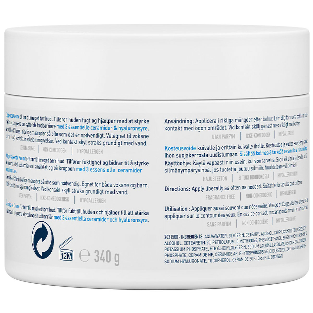CeraVe Moisturising Cream 340 gm | Ceramides & Hyaluronic Acid | Provides Long Lasting Hydration | Non Greasy | For Dry to Very Dry Skin, Pack of 1 CeraVe Moisturising Cream 340 gm | Ceramides & Hyaluronic Acid | Provides Long Lasting Hydration | Non Greasy | For Dry to Very Dry Skin, Pack of 1
