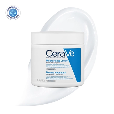 CeraVe Moisturising Cream 454 ml | Ceramides &amp; Hyaluronic Acid | Provides Long Lasting Hydration | Non Greasy | For Dry to Very Dry Skin, Pack of 1