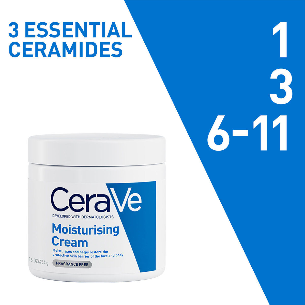 CeraVe Moisturising Cream 454 gm | Ceramides & Hyaluronic Acid | Provides Long Lasting Hydration | Non Greasy | For Dry to Very Dry Skin, Pack of 1 CeraVe Moisturising Cream 454 gm | Ceramides & Hyaluronic Acid | Provides Long Lasting Hydration | Non Greasy | For Dry to Very Dry Skin, Pack of 1