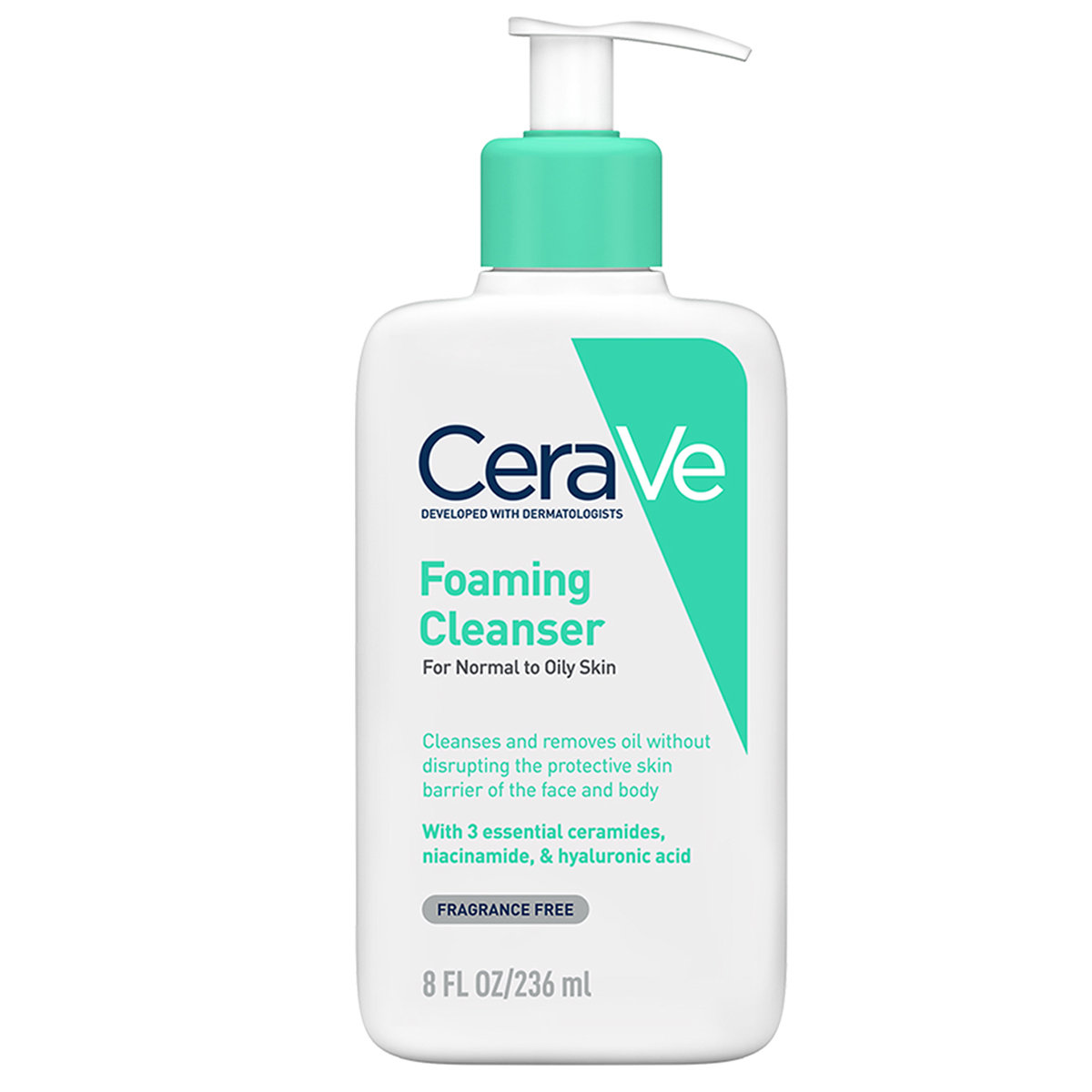 CeraVe Foaming Cleanser 236 ml | Ceramides, Niacinamides, Hyaluronic Acid | Gently Cleanses | Controls Oil | For Normal to Oily Skin, Pack of 1 CeraVe Foaming Cleanser 236 ml | Ceramides, Niacinamides, Hyaluronic Acid | Gently Cleanses | Controls Oil | For Normal to Oily Skin, Pack of 1