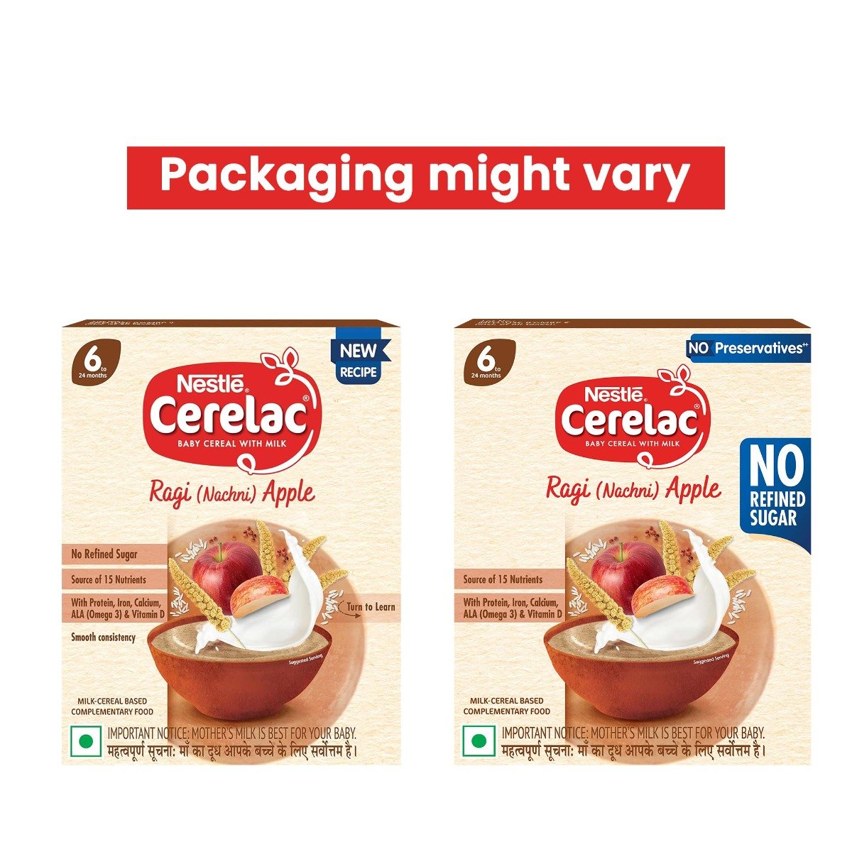 Nestle CERELAC Baby Food Cereal | No Refined Sugar | No Preservatives | Ragi (Nachni) Apple for 6 to 24 Months Baby | Omega 3 Iron Protein Calcium Vitamin D for Babies | Instant Baby Food Cereal | 300g, Pack of 1 Nestle CERELAC Baby Food Cereal | No Refined Sugar | No Preservatives | Ragi (Nachni) Apple for 6 to 24 Months Baby | Omega 3 Iron Protein Calcium Vitamin D for Babies | Instant Baby Food Cereal | 300g, Pack of 1