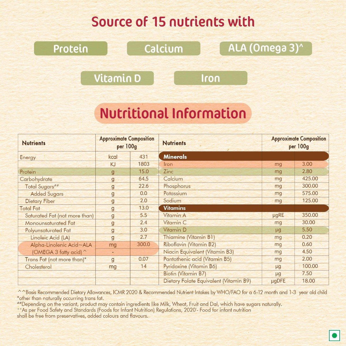 Nestle CERELAC Baby Food Cereal | No Refined Sugar | No Preservatives | Ragi (Nachni) Apple for 6 to 24 Months Baby | Omega 3 Iron Protein Calcium Vitamin D for Babies | Instant Baby Food Cereal | 300g, Pack of 1 Nestle CERELAC Baby Food Cereal | No Refined Sugar | No Preservatives | Ragi (Nachni) Apple for 6 to 24 Months Baby | Omega 3 Iron Protein Calcium Vitamin D for Babies | Instant Baby Food Cereal | 300g, Pack of 1