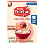 CERELAC Baby Food Cereal | No Refined Sugar | Wheat Apple Cherry for 8 to 24 Months Baby | Omega 3 Iron Protein Calcium Vitamin D for Babies | Instant Baby Food Cereal | 350 gm