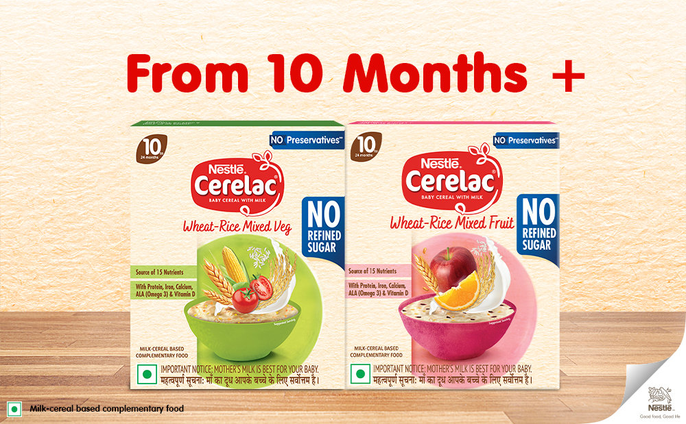 CERELAC Baby Food Cereal | No Refined Sugar | No Preservatives | Wheat Rice Mixed Fruit for 10 to 24 Months Baby | Omega 3 Iron Protein Calcium Vitamin D for Babies | Instant Baby Food Cereal | 300 gm, Pack of 1 CERELAC Baby Food Cereal | No Refined Sugar | No Preservatives | Wheat Rice Mixed Fruit for 10 to 24 Months Baby | Omega 3 Iron Protein Calcium Vitamin D for Babies | Instant Baby Food Cereal | 300 gm, Pack of 1