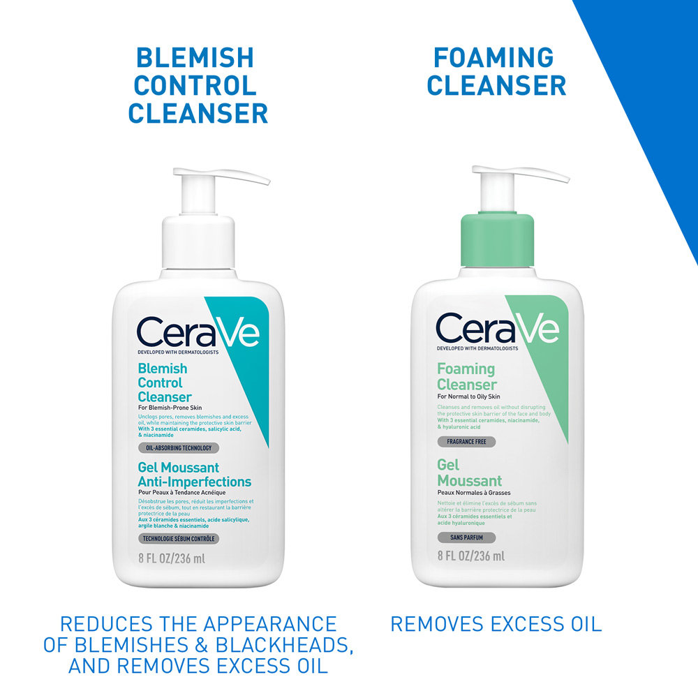 CeraVe Blemish Control Cleanser 236 ml | with 2% Salicylic Acid & Niacinamide for Acne-Prone Skin, Pack of 1 CeraVe Blemish Control Cleanser 236 ml | with 2% Salicylic Acid & Niacinamide for Acne-Prone Skin, Pack of 1