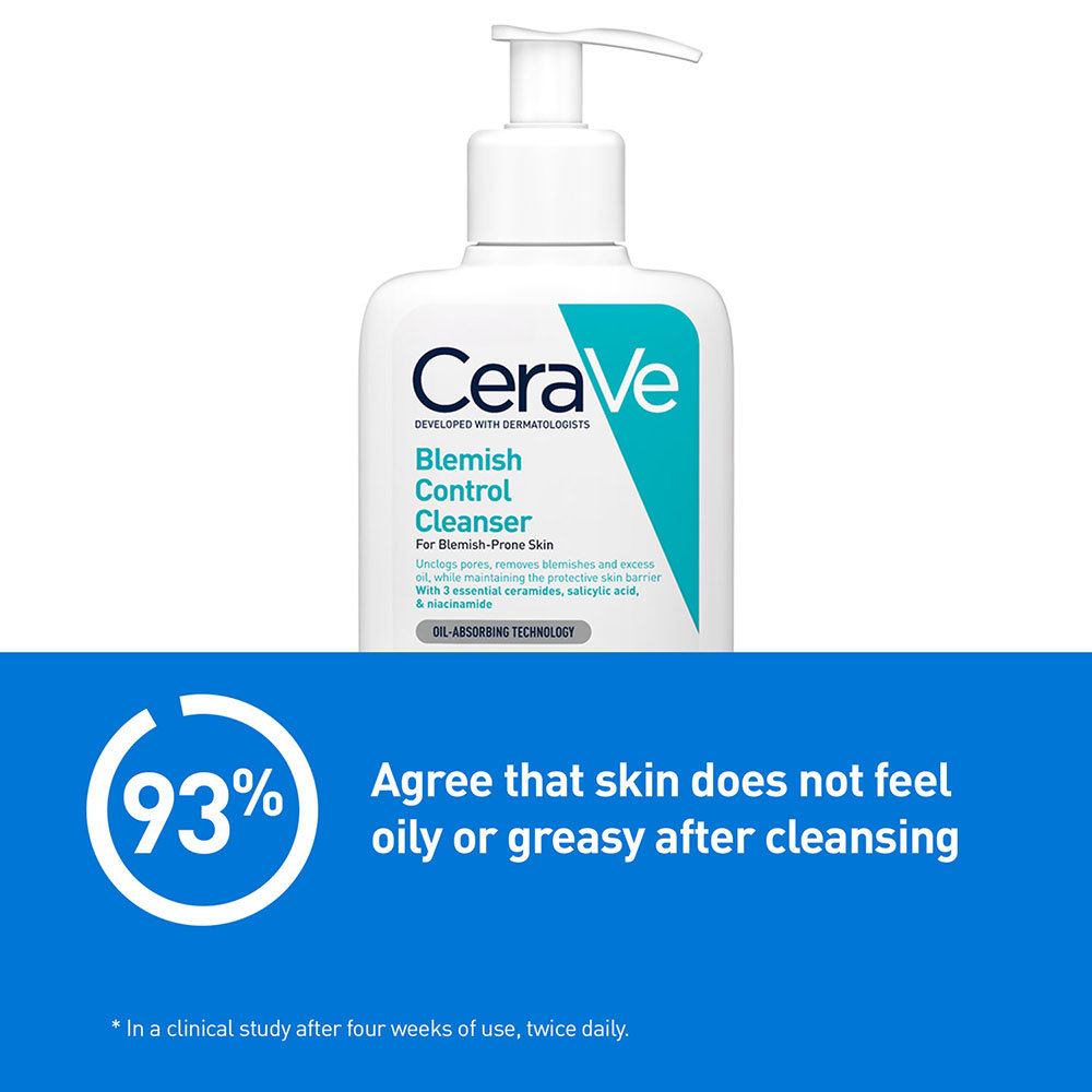 CeraVe Blemish Control Cleanser 236 ml | with 2% Salicylic Acid & Niacinamide for Acne-Prone Skin, Pack of 1 CeraVe Blemish Control Cleanser 236 ml | with 2% Salicylic Acid & Niacinamide for Acne-Prone Skin, Pack of 1