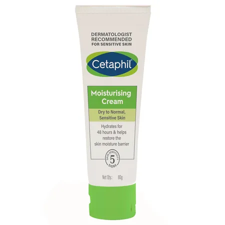 Cetaphil Moisturising Cream 80 gm | Almond Oil, Vitamin E | Hydrates Skin for 48 hrs | For Dry To Normal, Sensitive Skin