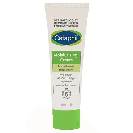 Cetaphil Moisturising Cream 80 gm | Almond Oil, Vitamin E | Hydrates Skin for 48 hrs | For Dry To Normal, Sensitive Skin
