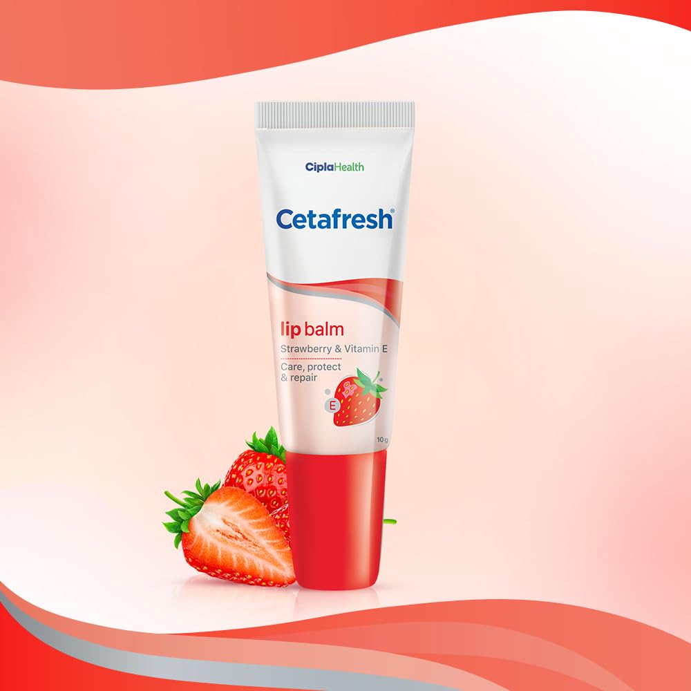 Cetafresh Strawberry Lip Balm 10 gm | Strawberry & Vitamin E | Heals & Nourishes Chapped, Dry Lips | Ideal For Dry & Cracked Lips | For All Skin Type, Pack of 1 Cetafresh Strawberry Lip Balm 10 gm | Strawberry & Vitamin E | Heals & Nourishes Chapped, Dry Lips | Ideal For Dry & Cracked Lips | For All Skin Type, Pack of 1
