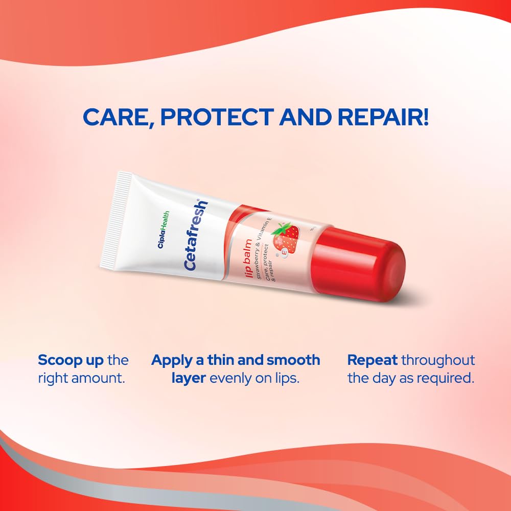 Cetafresh Strawberry Lip Balm 10 gm | Strawberry & Vitamin E | Heals & Nourishes Chapped, Dry Lips | Ideal For Dry & Cracked Lips | For All Skin Type, Pack of 1 Cetafresh Strawberry Lip Balm 10 gm | Strawberry & Vitamin E | Heals & Nourishes Chapped, Dry Lips | Ideal For Dry & Cracked Lips | For All Skin Type, Pack of 1