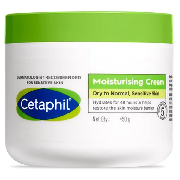 Cetaphil Moisturising Cream 450 gm | Almond Oil, Vitamin E | Hydrates Skin for 48 hrs | For Dry To Normal, Sensitive Skin, Pack of 1