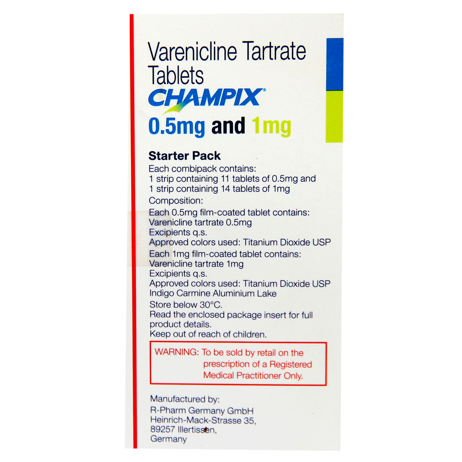 Champix 0.5mg And 1mg Tablet Combipack 25's Price, Uses, Side Effects ...