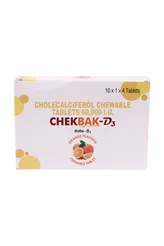 Chekbak-D3 Orange Flavour Chewable Tablet 4's, Pack of 4 TabletS