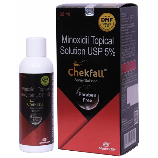 Chekfall 5% Minoxidil Solution 60 ml | Prevents Hair Loss | Alcohol Free