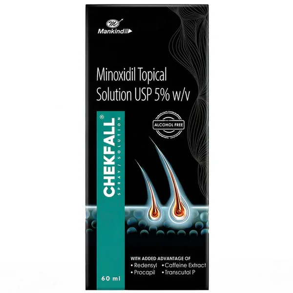 Chekfall 5% Minoxidil Solution 60 ml | Prevents Hair Loss | Alcohol Free