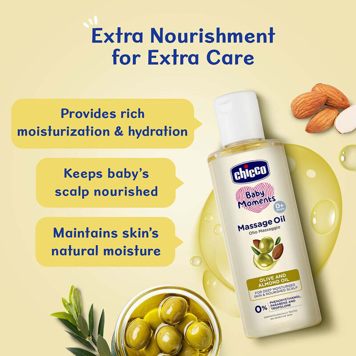 Chicco Baby Moments Massage Oil, 200 ml, Pack of 1 