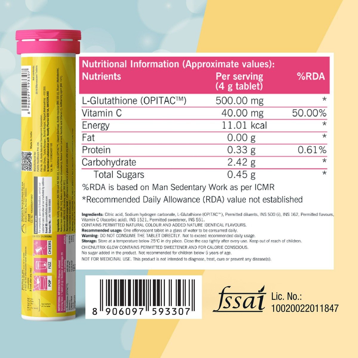 Chicnutrixglow Japanese OPITAC Glutathione, 20 Effervescent Tablets | for Clear & Glowing Skin, Pack of 1 Chicnutrixglow Japanese OPITAC Glutathione, 20 Effervescent Tablets | for Clear & Glowing Skin, Pack of 1