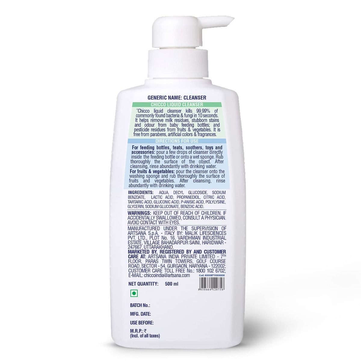 Chicco Liquid Cleanser, 500 ml Price, Uses, Side Effects, Composition