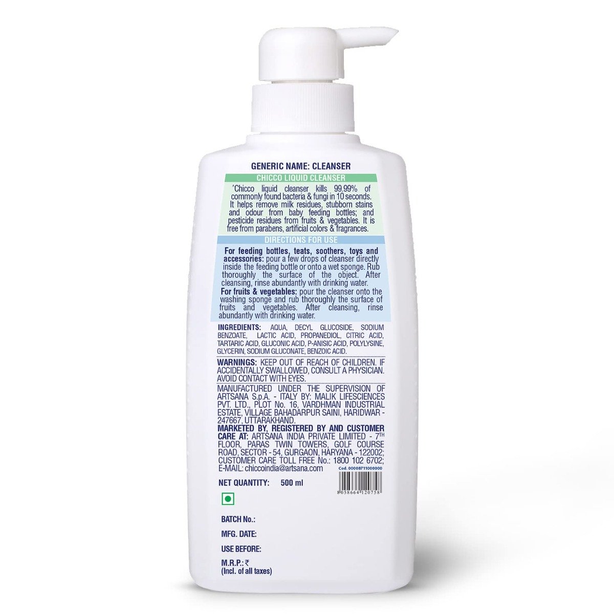 Chicco Liquid Cleanser, 500 ml, Pack of 1 Chicco Liquid Cleanser, 500 ml, Pack of 1