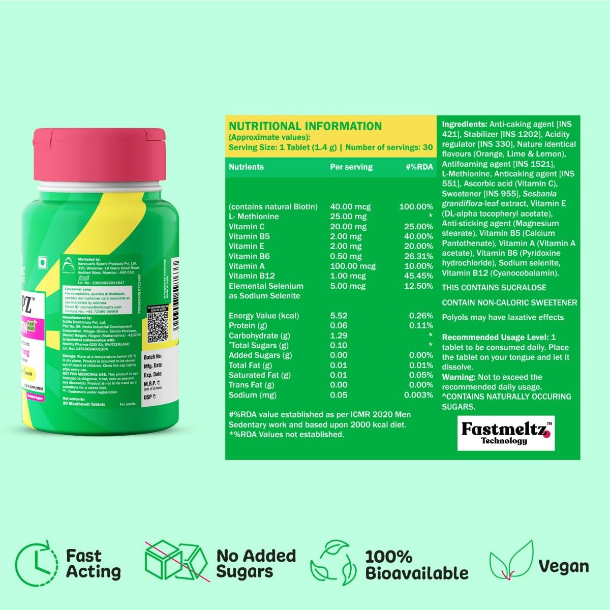 Chicnutrix Popz Biotin 10000 mcg, 30 Tablets, Pack of 1 Chicnutrix Popz Biotin 10000 mcg, 30 Tablets, Pack of 1