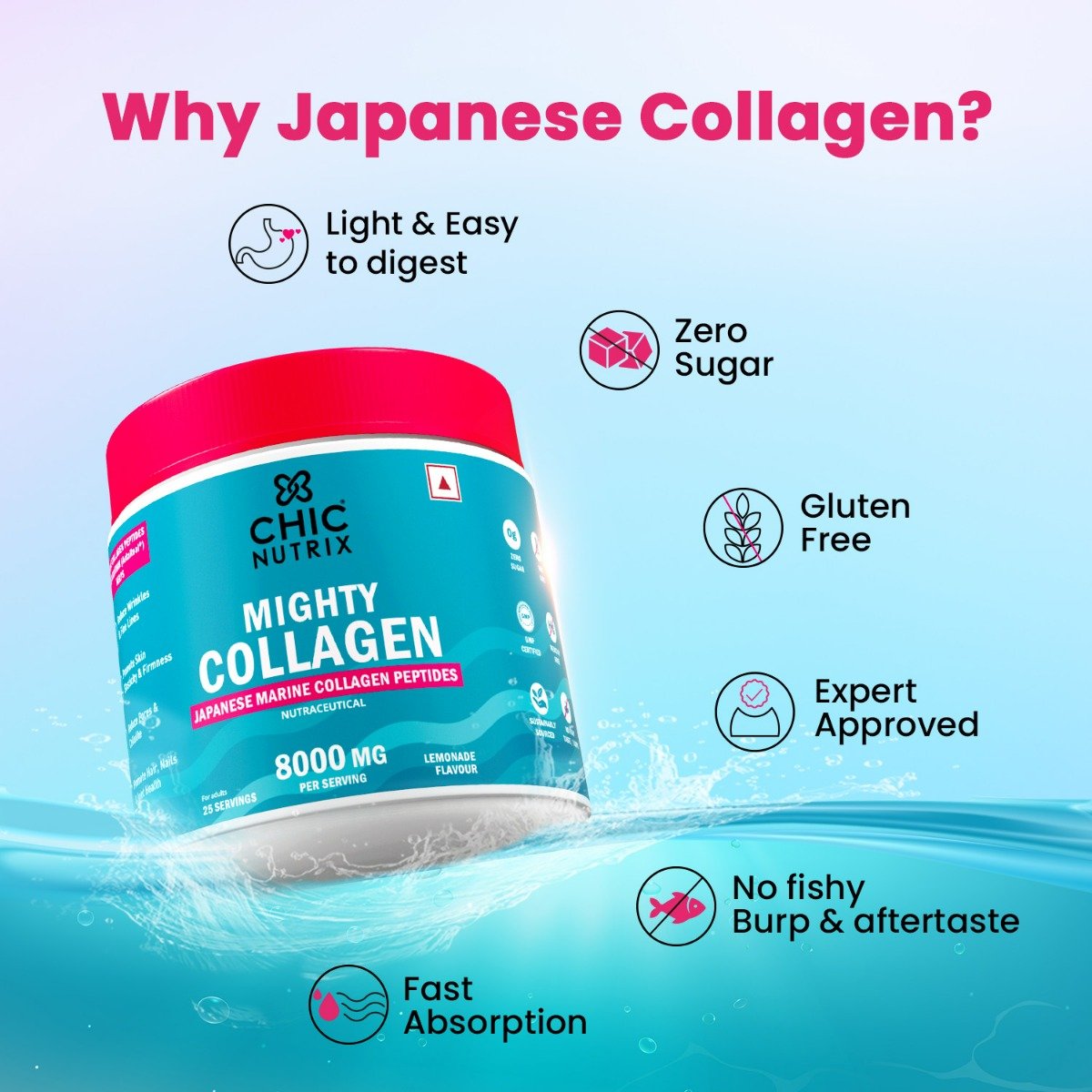 CHICNUTRIX Collagen Lemonade Powder, 237.50 gm | Anti-Ageing, Firm & Youthful Skin 25 Servings, Pack of 1 CHICNUTRIX Collagen Lemonade Powder, 237.50 gm | Anti-Ageing, Firm & Youthful Skin 25 Servings, Pack of 1