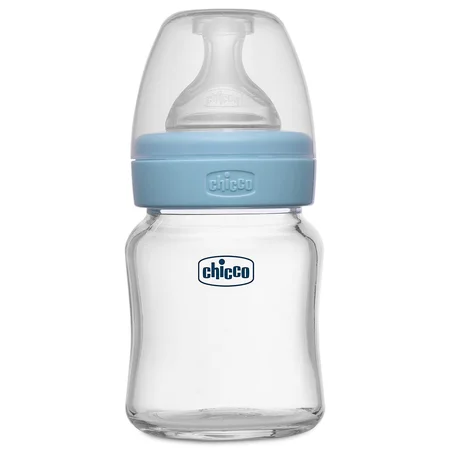 Chicco Well-Being Glass Feeding Bottle for 0M+ Blue, 120 ml