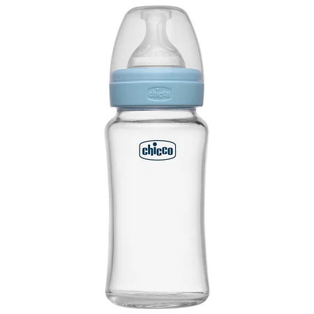 Chicco Well-Being Glass Feeding Bottle for 2M+ Blue, 240 ml