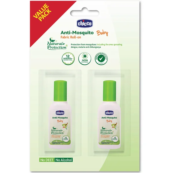 Chicco Anti-Mosquito Baby Fabric Roll On, 16 ml (2x8 ml), Pack of 1
