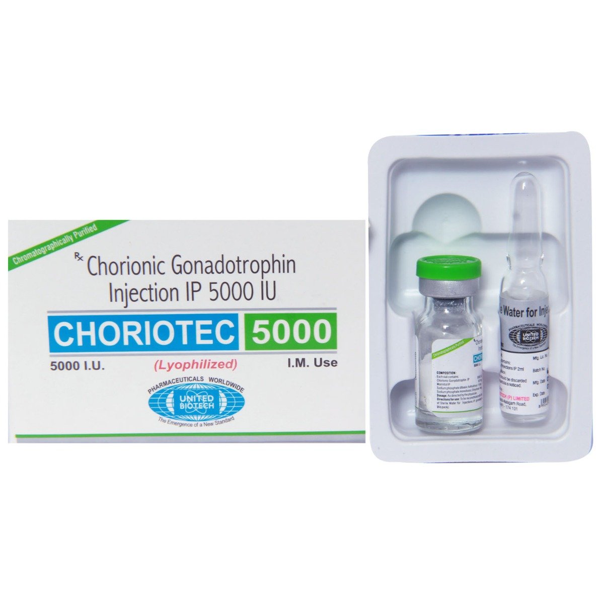 Choriotec 5000IU Injection 1's, Pack of 1 INJECTION Choriotec 5000IU Injection 1's, Pack of 1 INJECTION