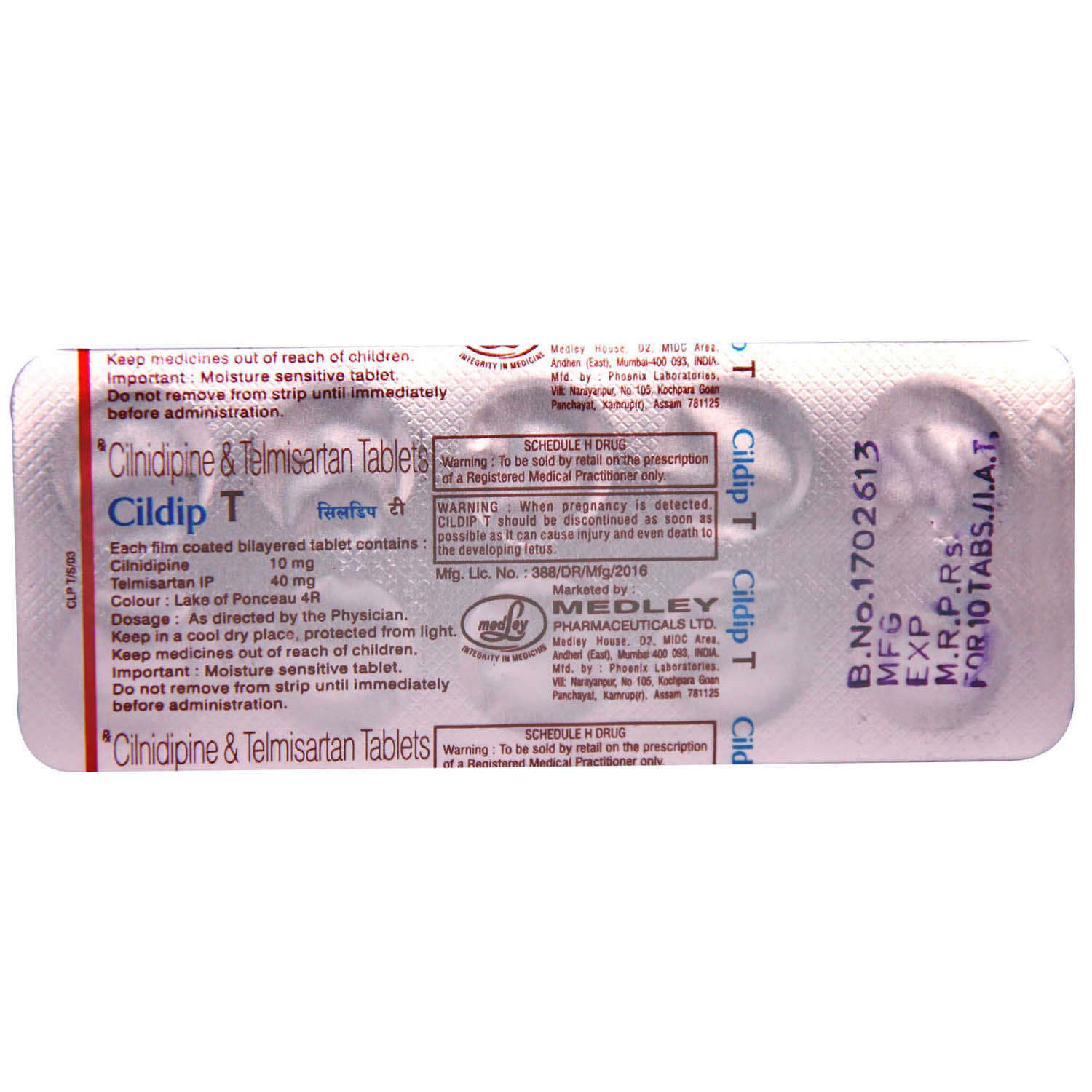 Cildip T Tablet 10's, Pack of 10 TABLETS Cildip T Tablet 10's, Pack of 10 TABLETS