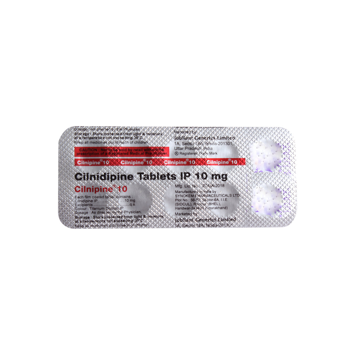 Cilnipine Tablet 10's, Pack of 10 TABLETS Cilnipine Tablet 10's, Pack of 10 TABLETS