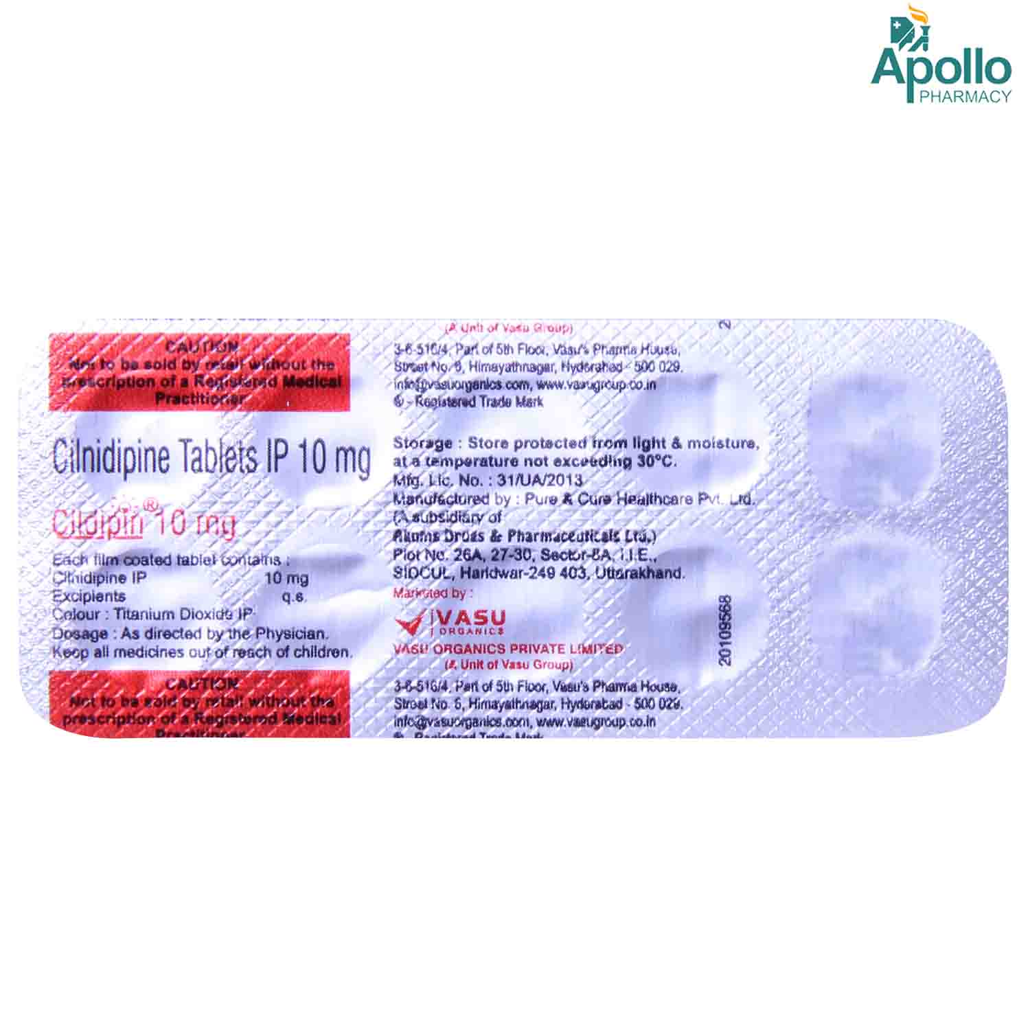 Cildipin 10 Tablet 10's, Pack of 10 TABLETS Cildipin 10 Tablet 10's, Pack of 10 TABLETS