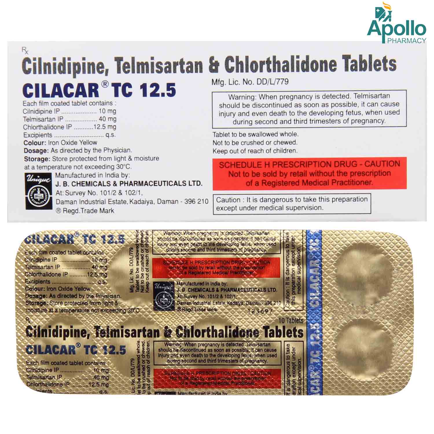 Cilacar TC 12.5 Tablet 10's, Pack of 10 Cilacar TC 12.5 Tablet 10's, Pack of 10