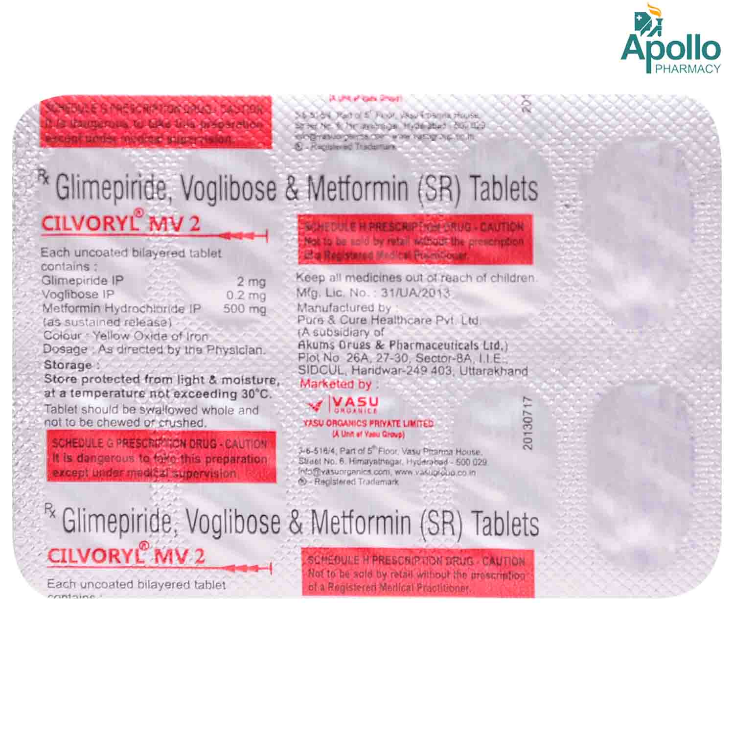 Cilvoryl MV 2 Tablet 10's, Pack of 10 TABLETS Cilvoryl MV 2 Tablet 10's, Pack of 10 TABLETS