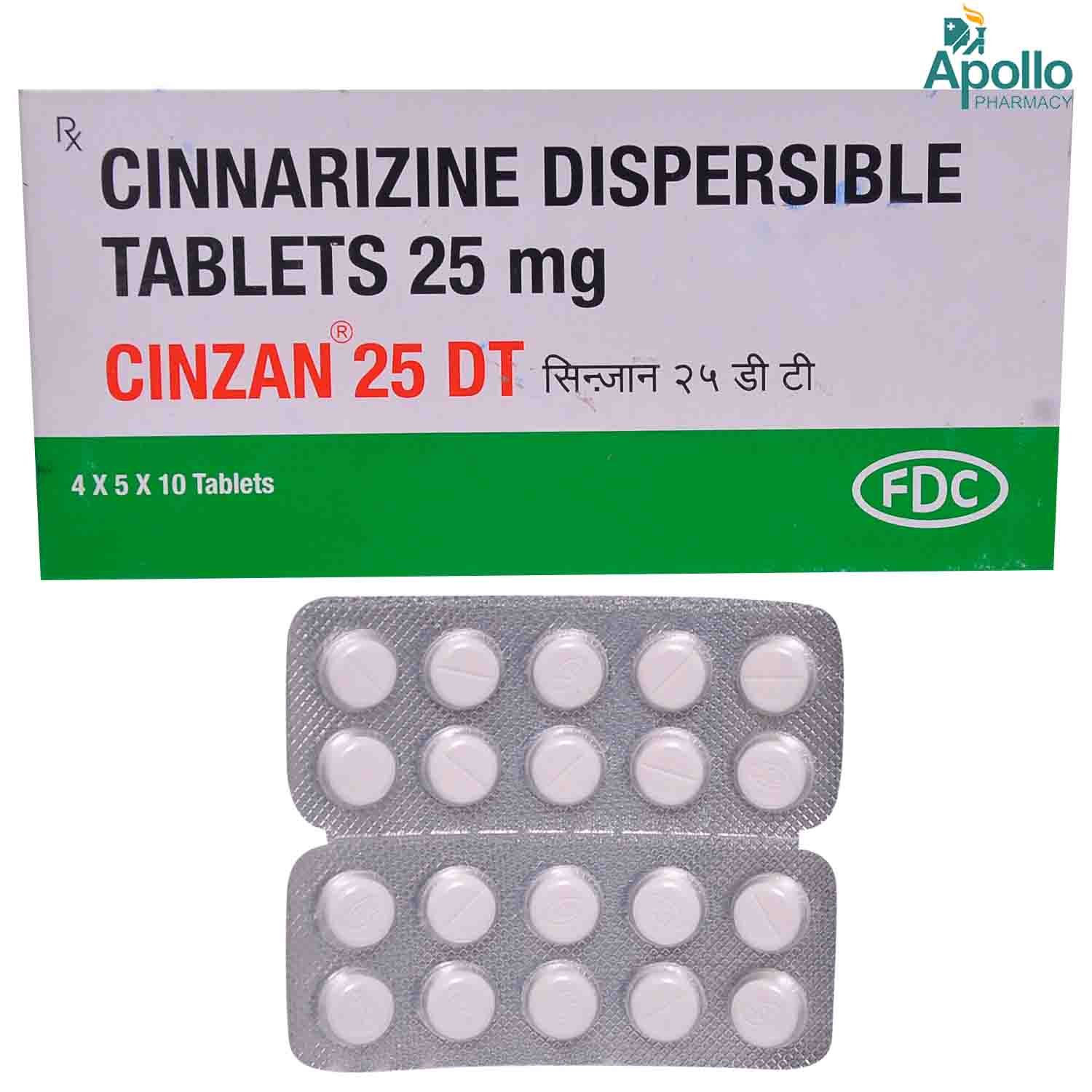 Buy Cinzan 25 DT Tablet 10's Online